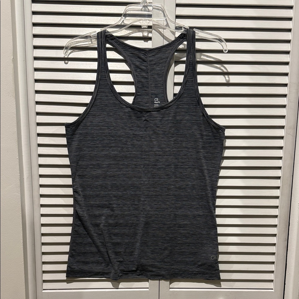 GAP Gray Striped Racerback Tank Top